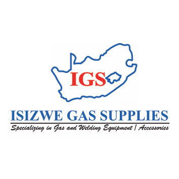 Isizwe Gas Supplies logo with IGS initials over a South Africa map outline, gas and welding equipment